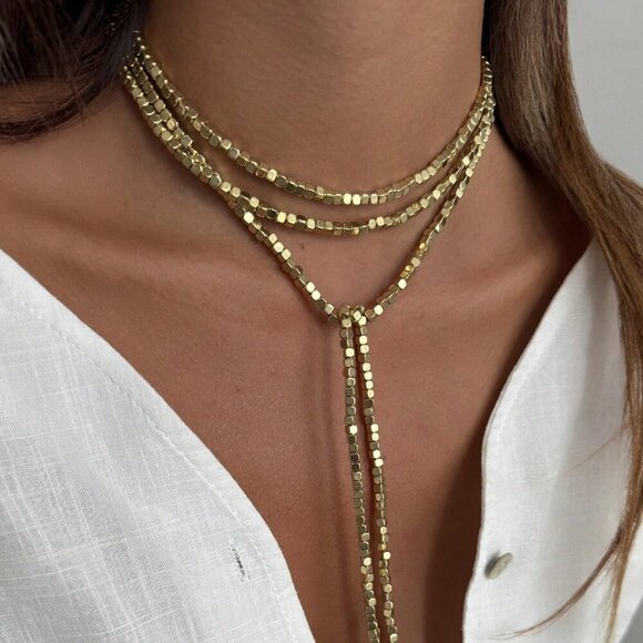Jewelry - Gold Casual Women's Sparkling Faux Pearl Beaded Long Necklace